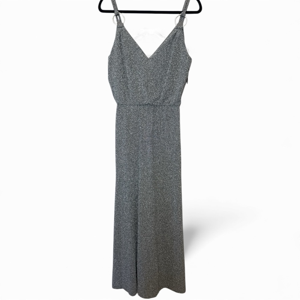 Calvin Klein Silver Shimmer Maxi Evening Dress - Picture 4 of 11